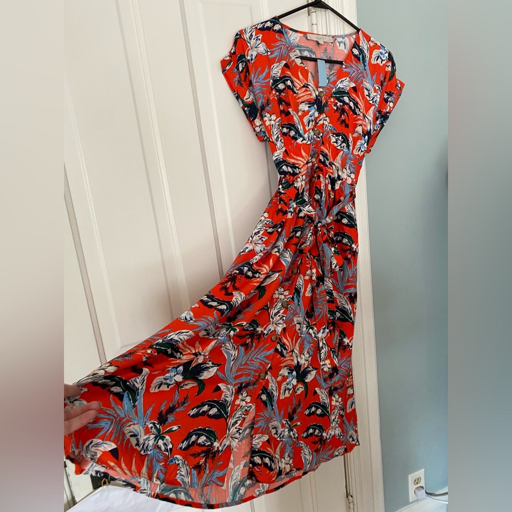 Loft floral midi dress 6p